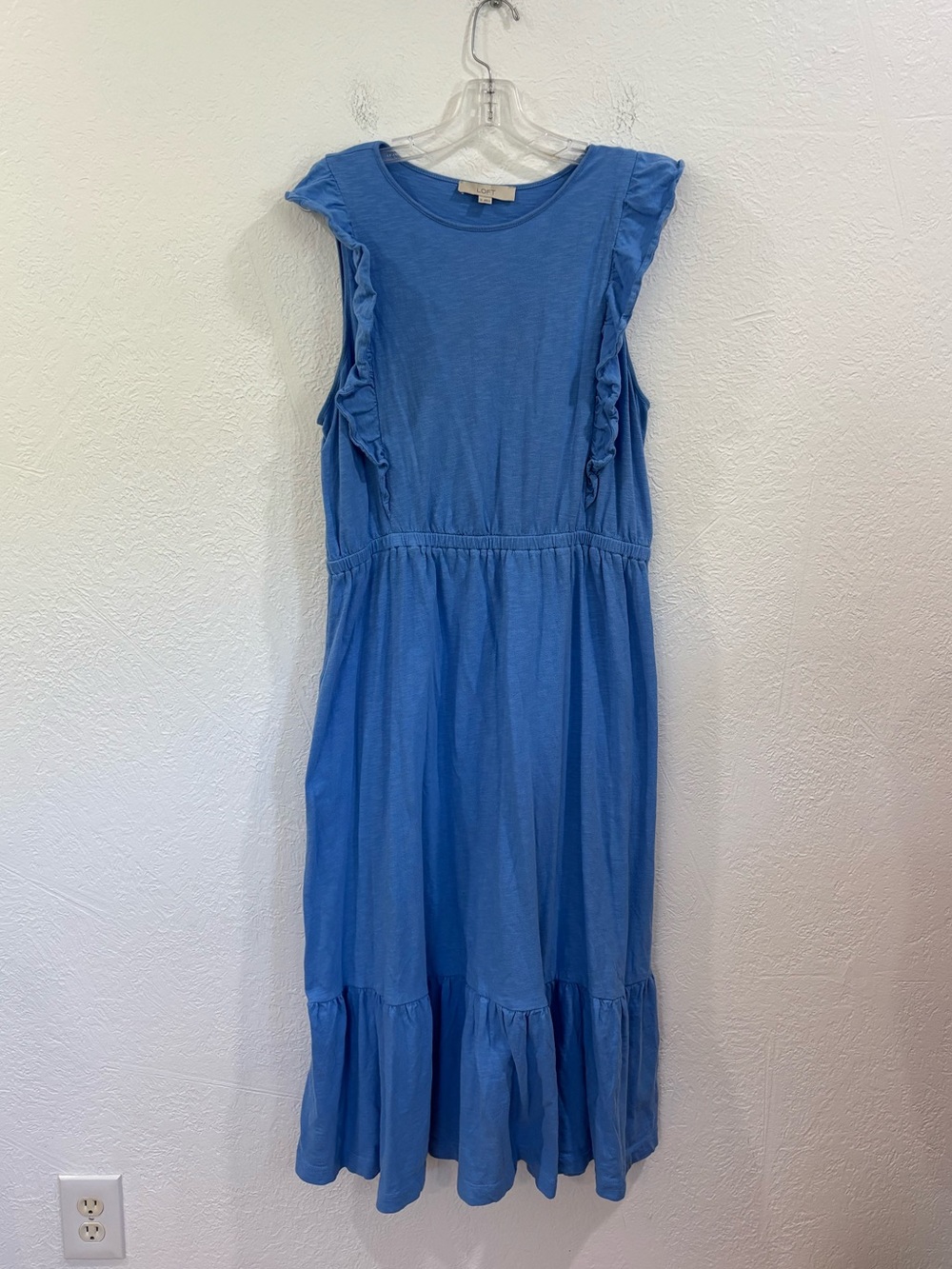 LOFT Light Blue Ruffled Midi Dress